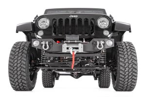 Jeep Wrangler Bumper - Front - Rough Country - Hybrid Stubby with Fog Mounts - '07-'17 Jeep Wrangler Bumper - Front - Rough Country - Hybrid Stubby with Fog Mounts - '07-'17
